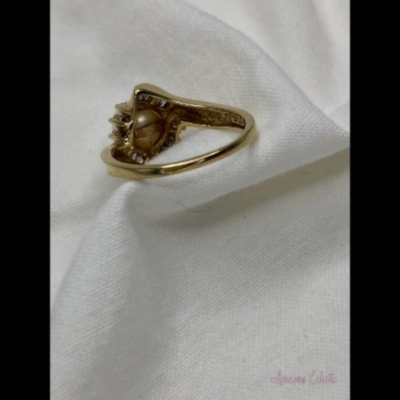 Natural Pearl & Diamond Ring - Approx. 3/4ct Diamonds - 10k - Sz 5.5 - Picture 6 of 10